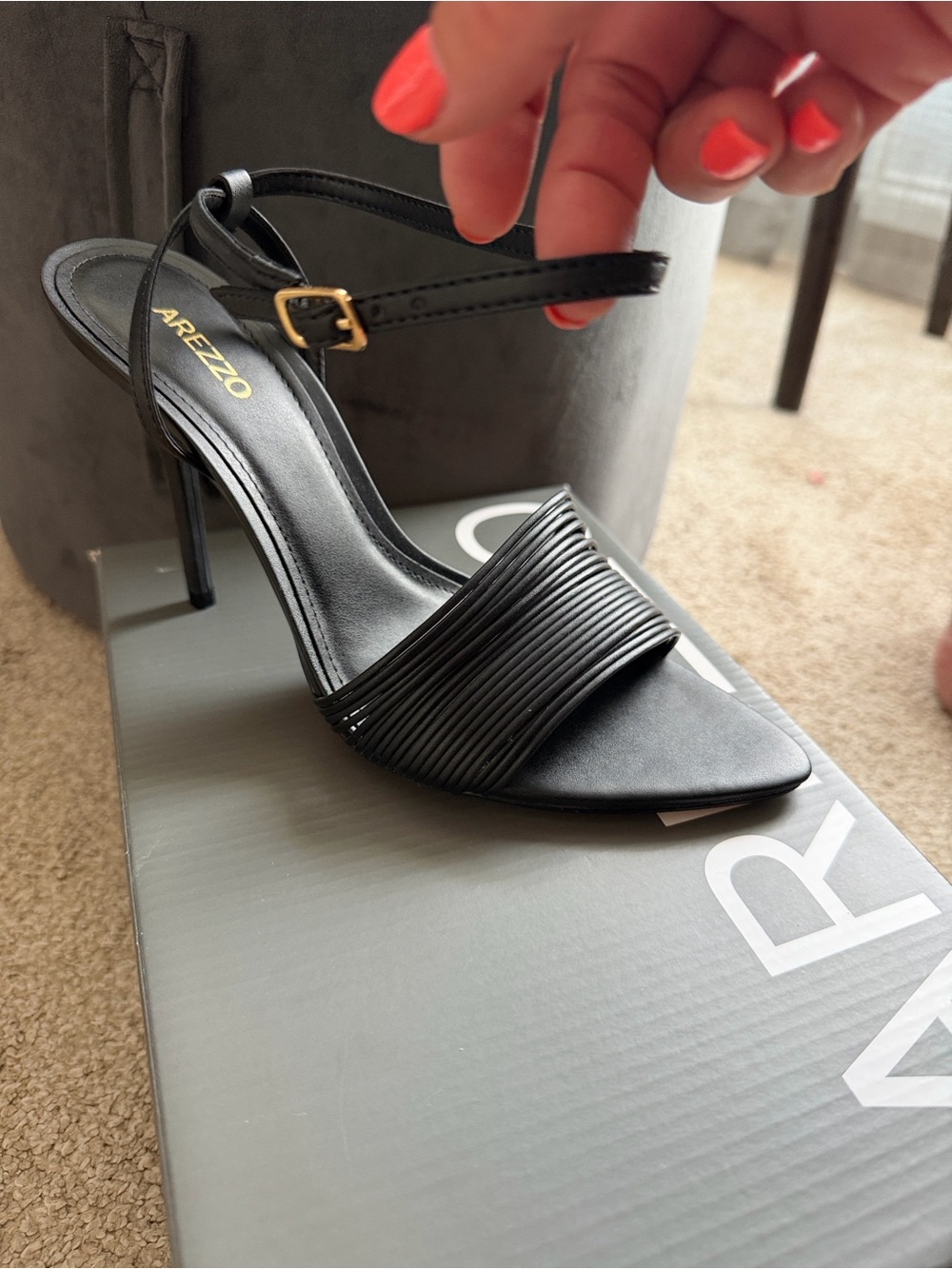 Arezzo Black Strappy High Heel Sandal
